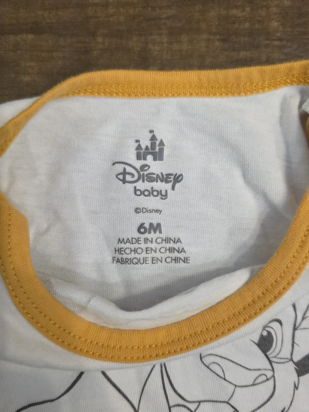 Disney White & Mustard Long-Sleeve Baby One-Piece with Lion King Graphic 6months